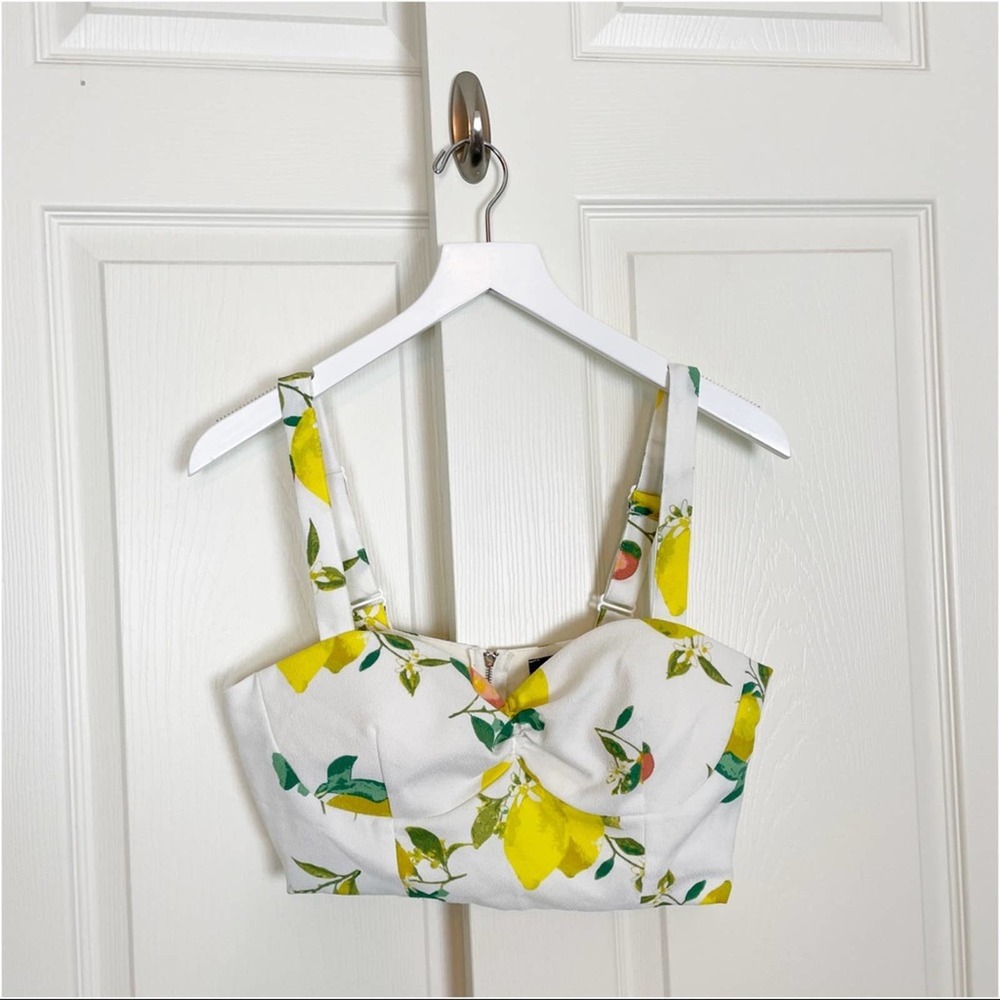 Floral Lemon Print Crop Top